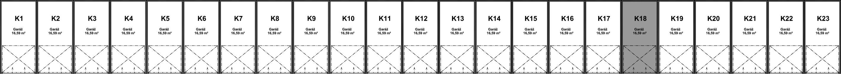 Pozice garáže K18 v bloku