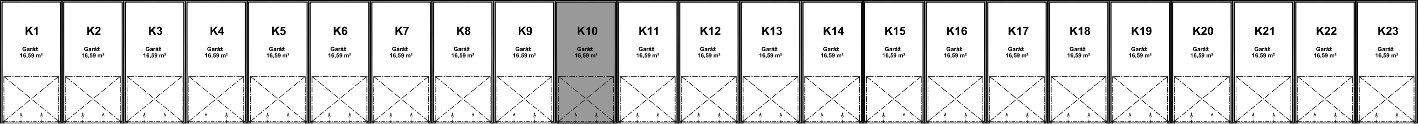 Pozice garáže K10 v bloku