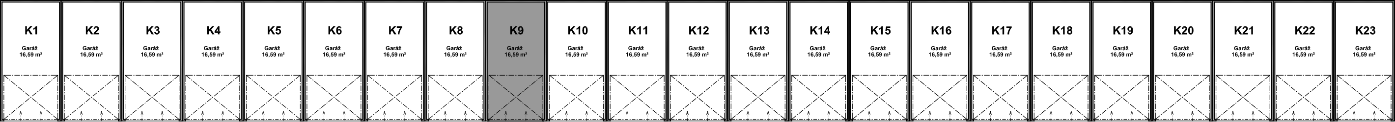 Pozice garáže K9 v bloku