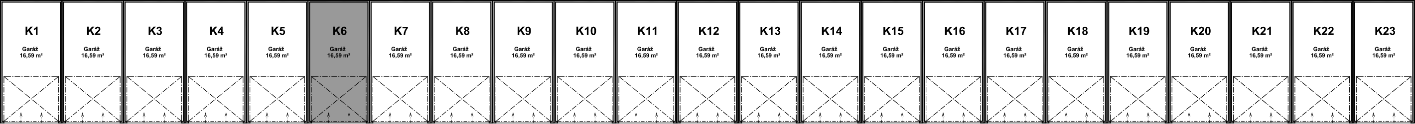 Pozice garáže K6 v bloku