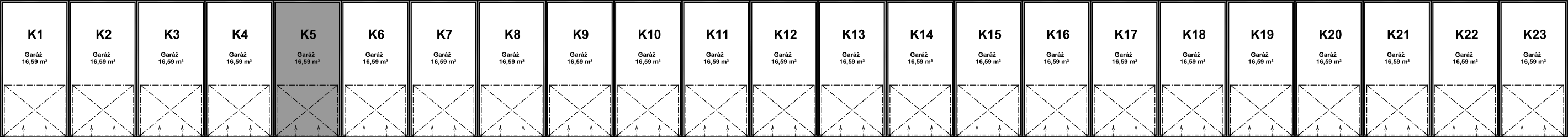 Pozice garáže K5 v bloku