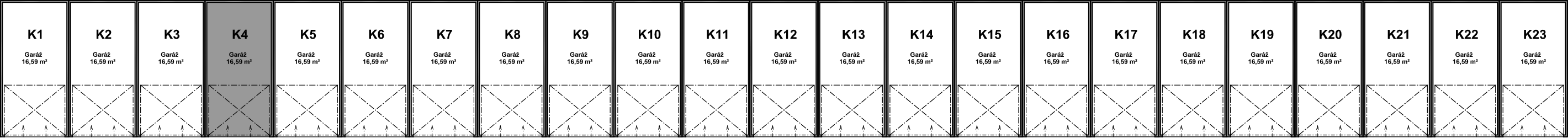 Pozice garáže K4 v bloku